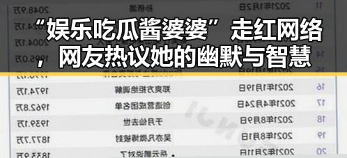 “娱乐吃瓜酱婆婆”走红网络，网友热议她的幽默与智慧
